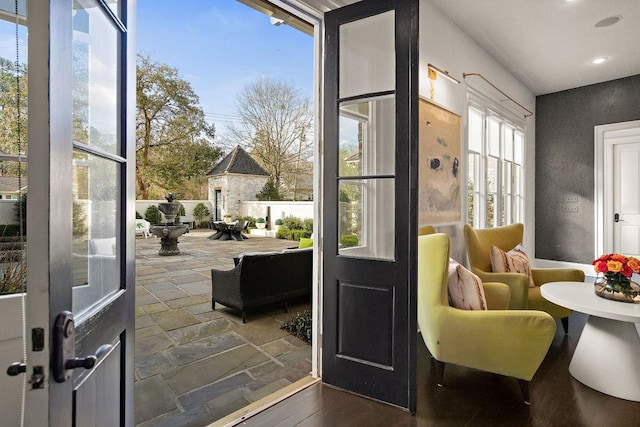 doorway with recessed lighting