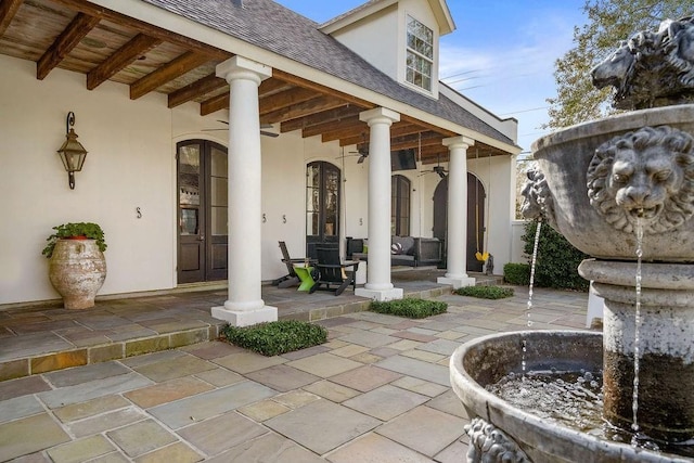 view of patio / terrace featuring french doors