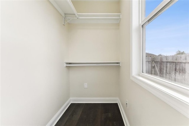 spacious closet with wood finished floors