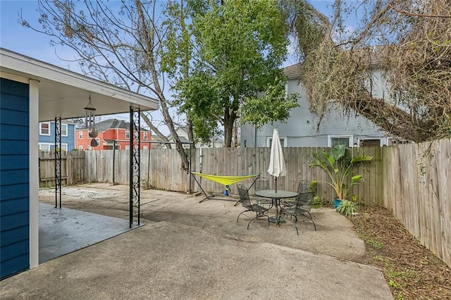 view of patio with a fenced backyard