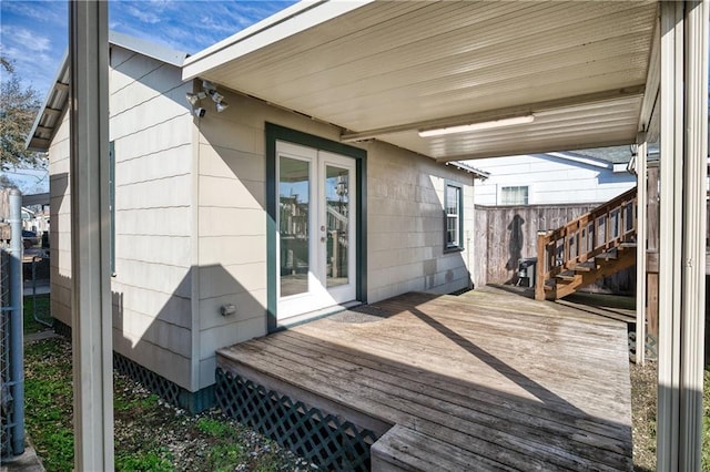 deck featuring french doors