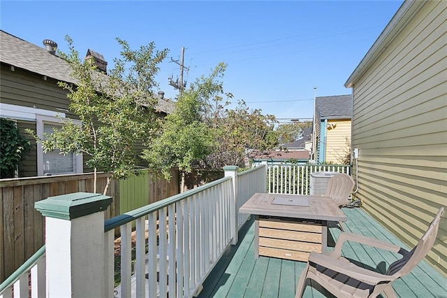 view of wooden balcony with a wooden deck