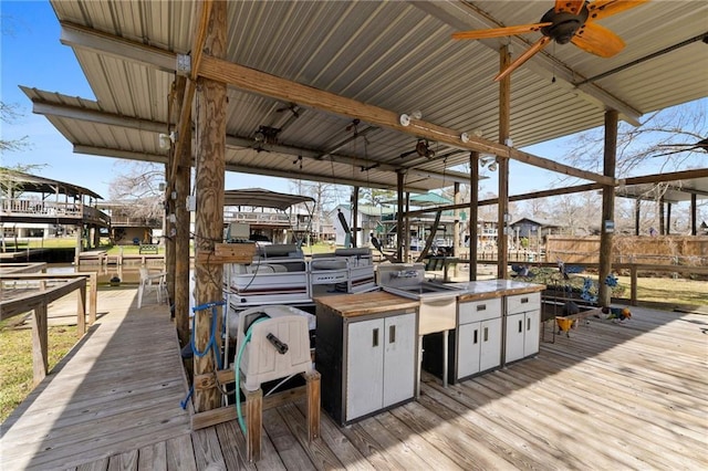 dock area with boat lift