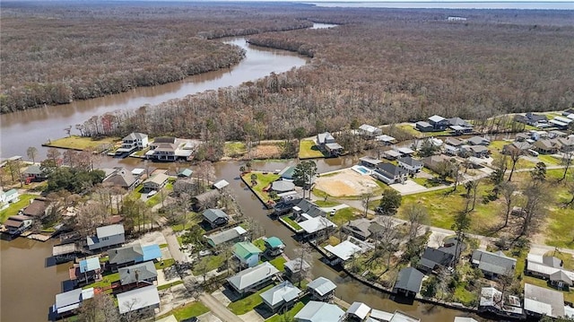 aerial view with a residential view and a water view