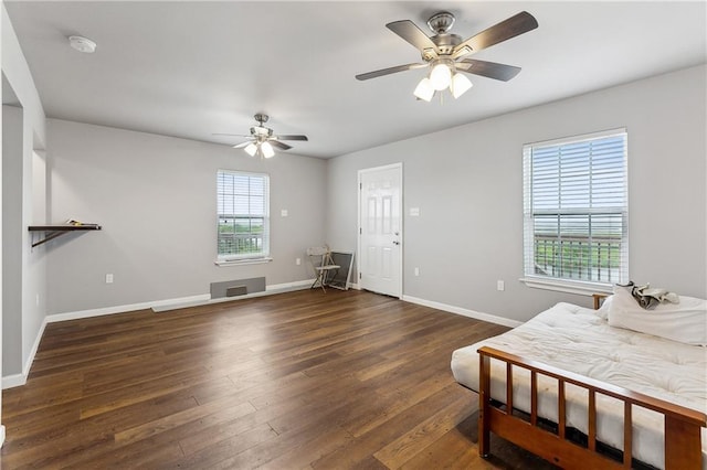 3030 Ridgeway Blvd, New Orleans, LA 70129 - bedroom with a ceiling fan, wood finished floors, visible vents, and baseboards