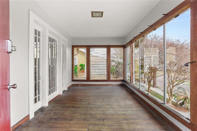 view of unfurnished sunroom