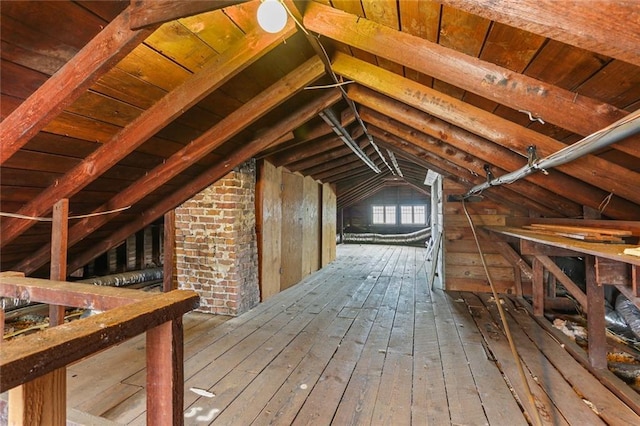 view of unfinished attic