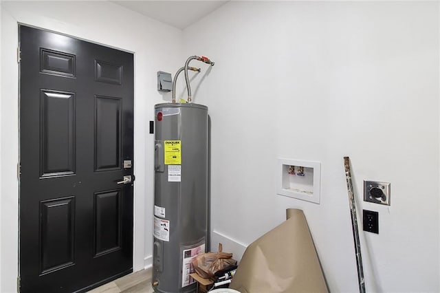 utility room with electric water heater