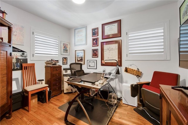 office featuring light wood finished floors