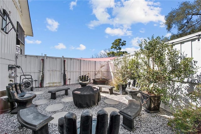 view of patio / terrace featuring a grill and a fenced backyard