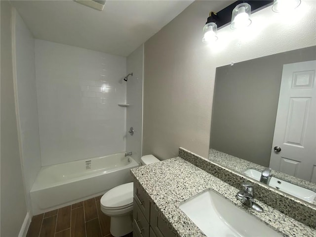 4612 Majestic Oaks Dr, New Orleans, LA 70126 - full bath with toilet, shower / bath combination, vanity, and wood finished floors
