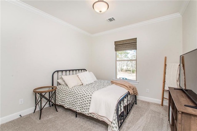 bedroom featuring visible vents, baseboards, and carpet floors