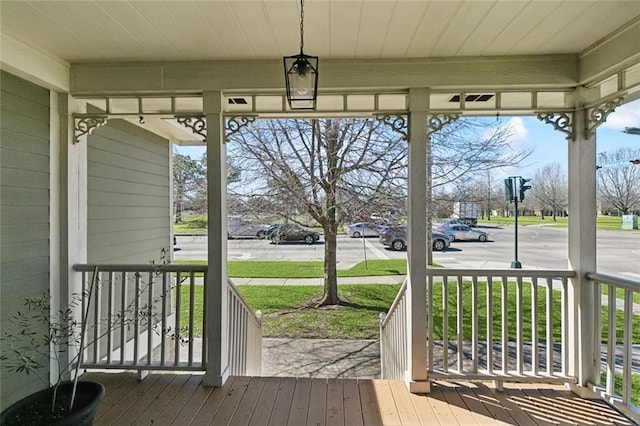 deck with covered porch