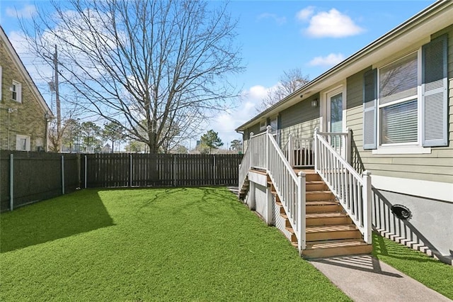 view of yard featuring a fenced backyard