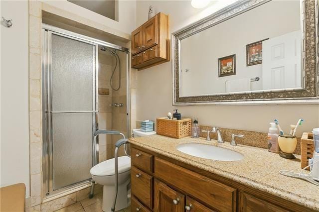 3408 Debouchel Blvd, Meraux, LA 70075 - bathroom featuring a shower stall, vanity, and tile patterned flooring