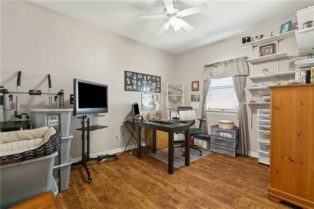 3408 Debouchel Blvd, Meraux, LA 70075 - office area featuring ceiling fan and wood finished floors