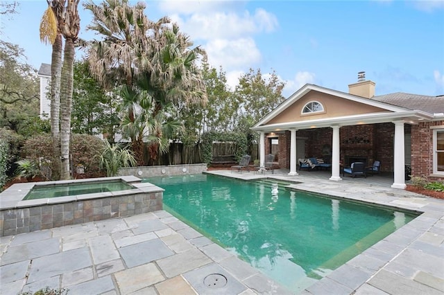 37 Spanish Fort Blvd, New Orleans, LA 70124 - view of pool featuring a patio, fence, and a pool with connected hot tub