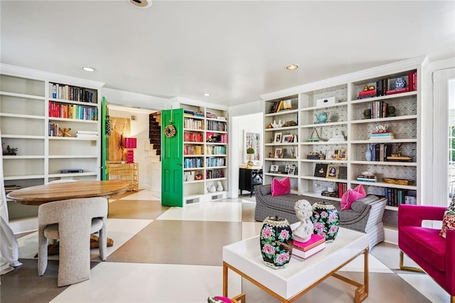 3205 Octavia St, New Orleans, LA 70125 - sitting room featuring built in features and recessed lighting