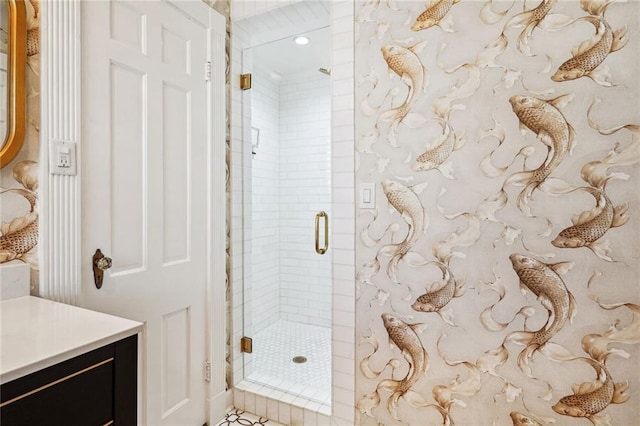 3205 Octavia St, New Orleans, LA 70125 - bathroom with vanity and a stall shower