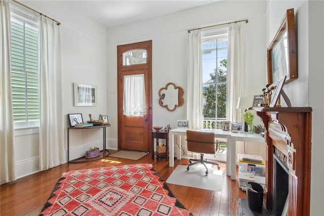 foyer featuring wood finished floors