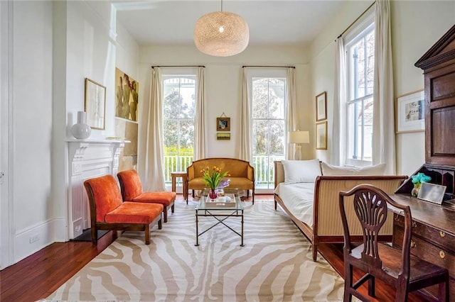 sitting room with wood finished floors