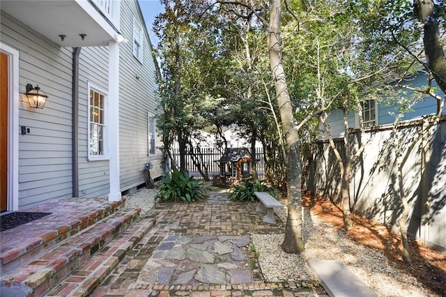 view of patio featuring a fenced backyard