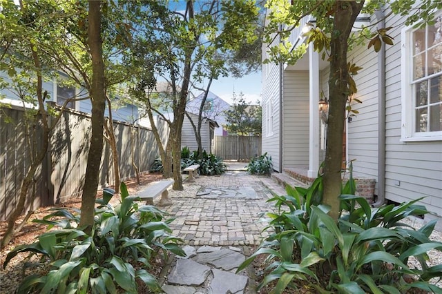 view of yard featuring a patio area and fence private yard