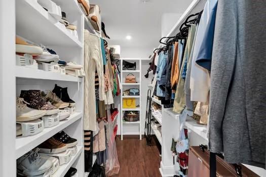 spacious closet with wood finished floors