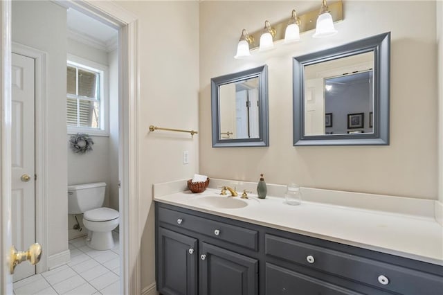 bathroom with tile patterned floors, toilet, and vanity