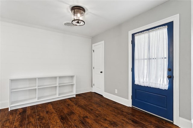 entrance foyer with visible vents, baseboards, and wood finished floors