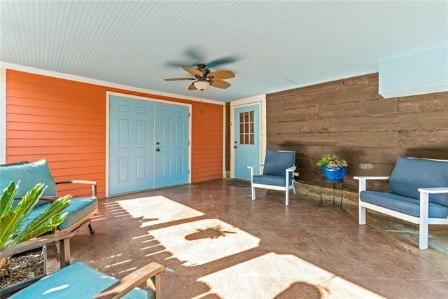 view of patio / terrace with a ceiling fan