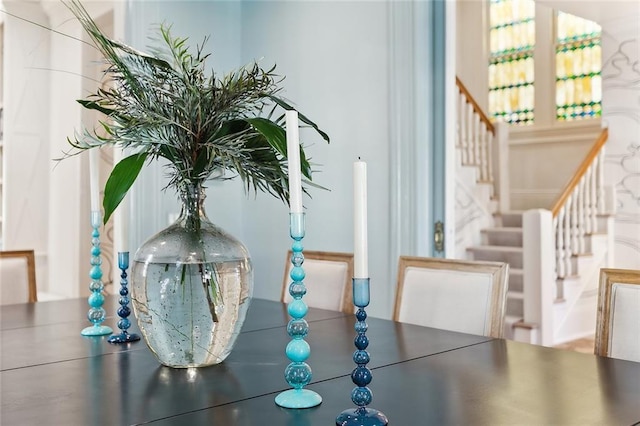 dining space with stairway