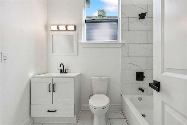 2764 Lavender St, New Orleans, LA 70122 - full bathroom featuring vanity, toilet, marble finish flooring, bathing tub / shower combination, and baseboards