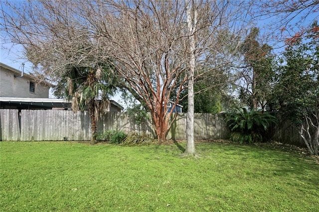 view of yard featuring a fenced backyard