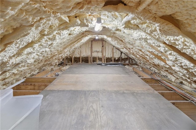 view of unfinished attic