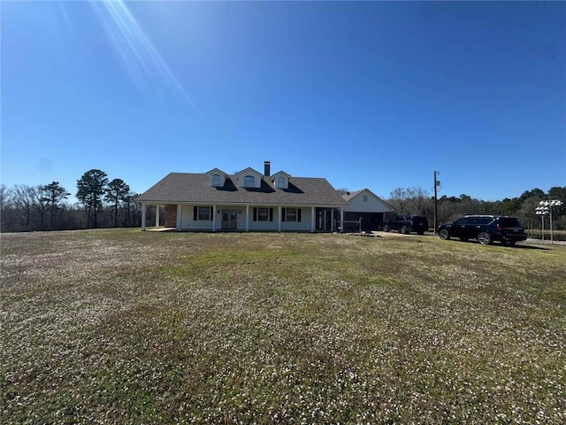 view of front of home with a front yard