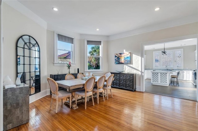 926 City Park Ave, New Orleans, LA 70119 - dining area with recessed lighting, light wood-type flooring, and baseboards