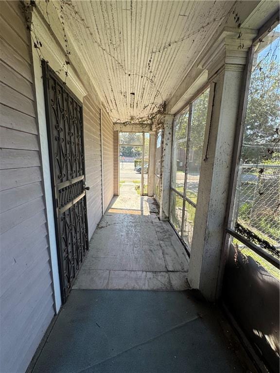 view of unfurnished sunroom