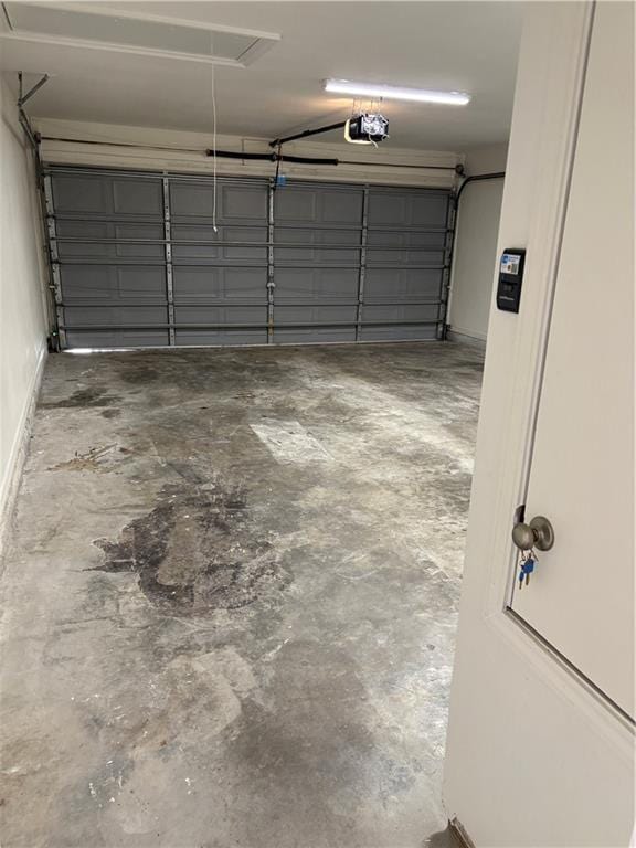 garage with a garage door opener