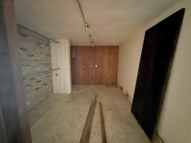 finished basement with wood walls