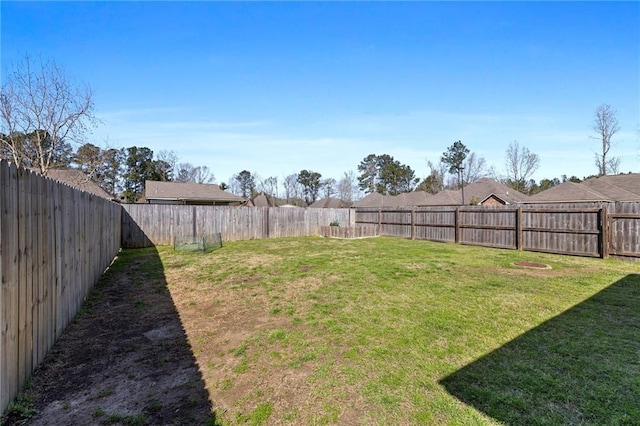 view of yard featuring a fenced backyard