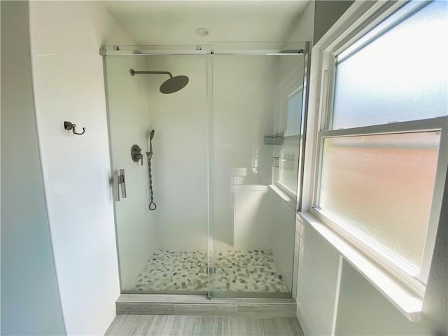 bathroom with a stall shower