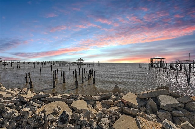 water view with a dock