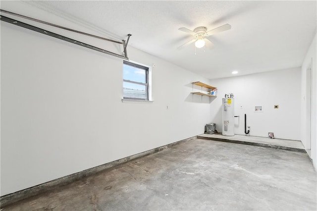 garage featuring water heater