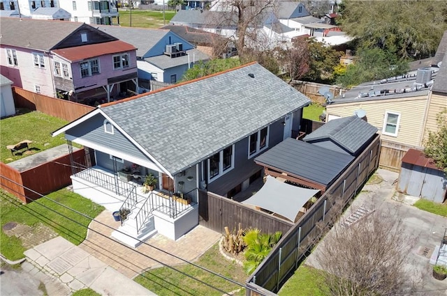 drone / aerial view with a residential view