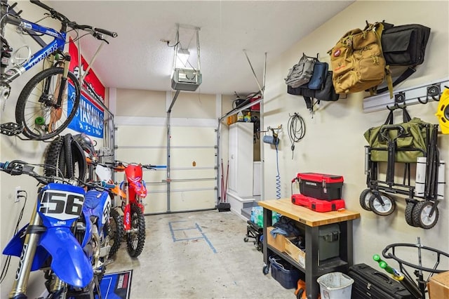 garage with a garage door opener