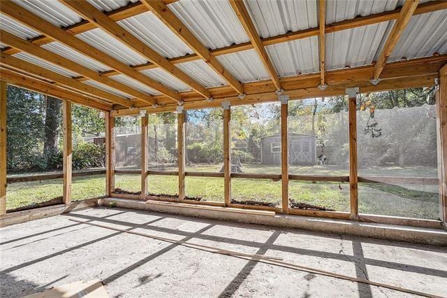 view of unfurnished sunroom