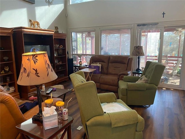 living room with wood finished floors