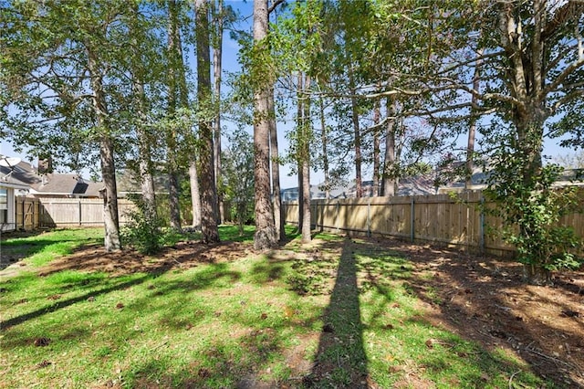 view of yard featuring a fenced backyard