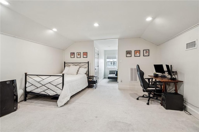 4533 N Turnbull Dr, Metairie, LA 70002 - carpeted bedroom featuring recessed lighting, visible vents, lofted ceiling, and baseboards